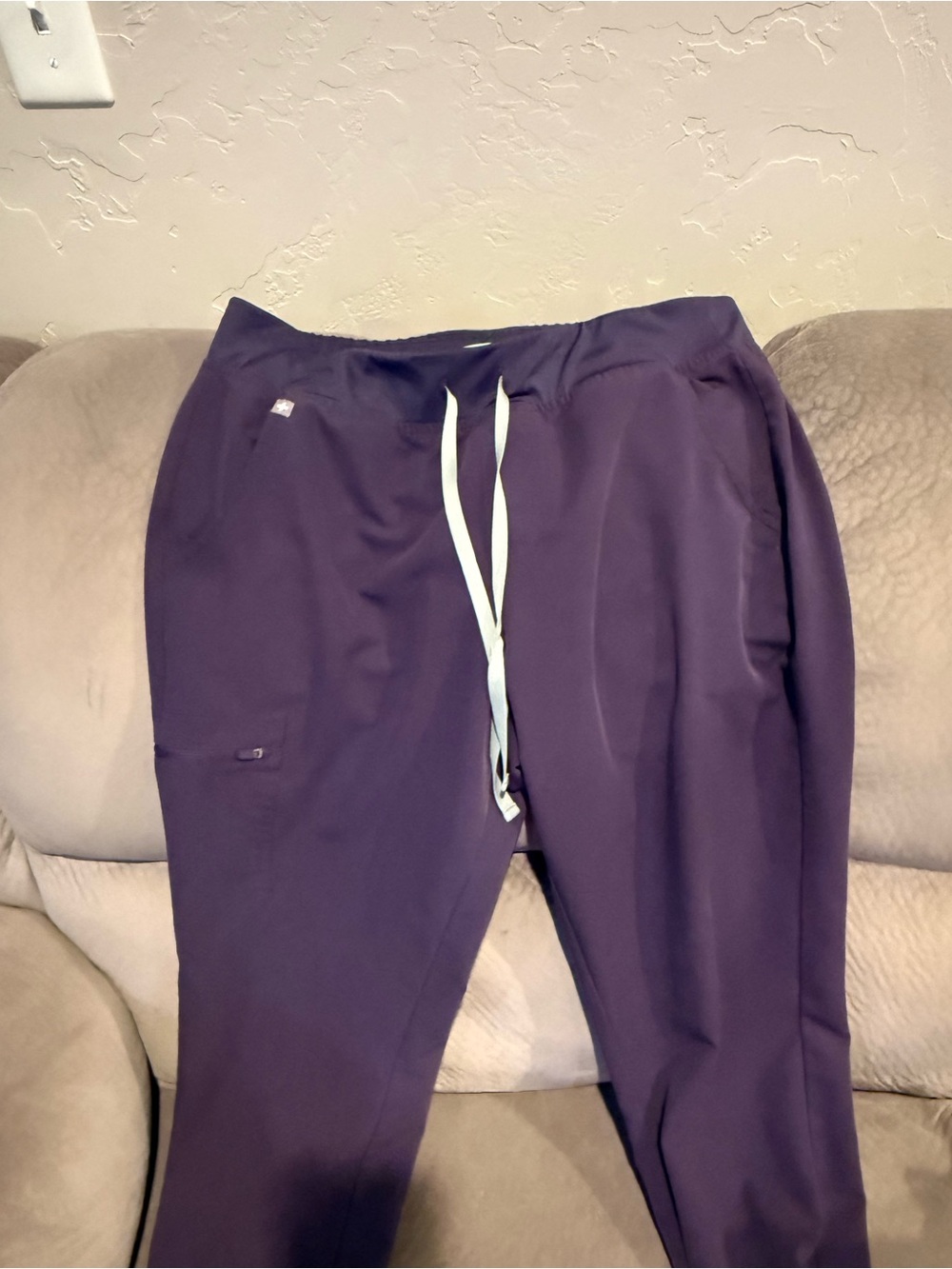Figs Women's Deep Purple Joggers with White Drawstring
